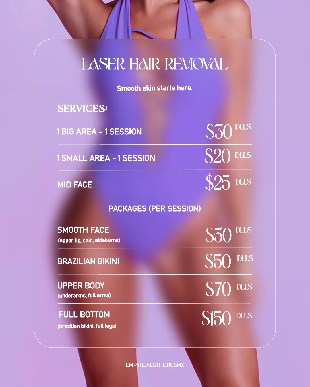 Laser Hair Removal (por sesion) — promociones octubre 2026, Empire Aesthetic